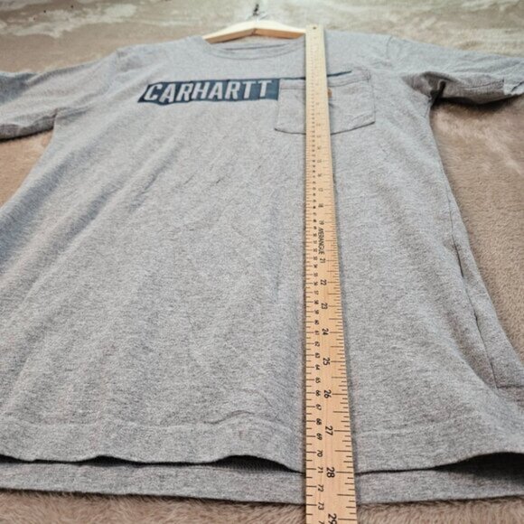 Carhartt T-Shirt Spell Out Logo Pocket Tee Gray Relaxed Fit Short Sleeve Mens S - Picture 7 of 10